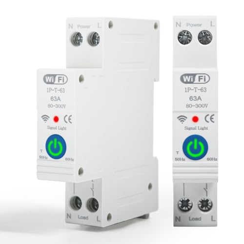 Jadeshay WLAN Schalter Hutschiene Timer Tuya Smart Meter 1P 63A 230VAC WIFI Intelligenter Leitungsschutzschalter Stromzähler mit Sprachsteuerung (01) von Jadeshay