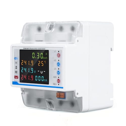 Jadeshay Stromzähler 3 Phasen 4P 100A 380VAC Drehstromzähler Smart Meter 3 Phasen WLAN Balkonkraftwerk Intelligenter Leistungsschalter mit LCD-Farbdisplay Über-/Unterspannungsschutz(Without CT) von Jadeshay