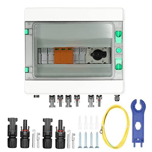 Jadeshay Überspannungsschutz PV Solar Anschlusskasten 2 String 1000V DC Trennschalter Blitzschutz Mit 15A PV Sicherung Solar PV Anschlusskasten von Jadeshay