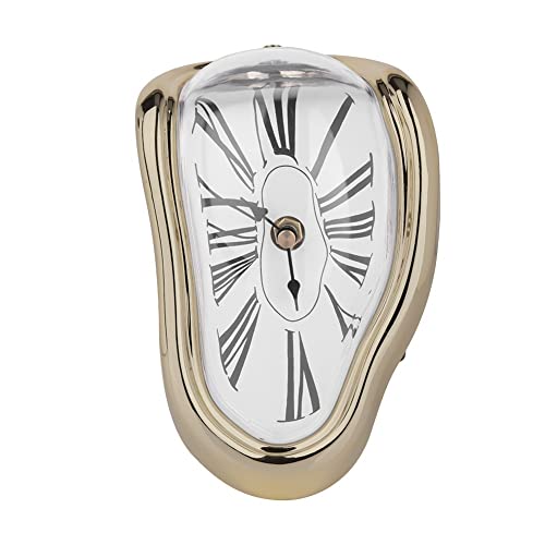 Jadeshay Unregelmäßige schmelzende Wanduhr Dekoration Modernes Design Geschnittene Schreibtisch-Tischuhr (Golden) von Jadeshay