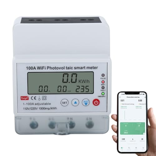 Jadeshay Stromzähler Hutschiene 1 Phase 4 Draht Solar Bidirektional Energiezähler Stromzähler für Balkonkraftwerk mit Über-Unterspannungsschutz 100A 110/220VAC Jadeshay Stromzähler Hutschiene 1 Phase 4 Draht Solar Bidirektional Energiezähler Stromzähler für Balkonkraftwerk mit Über-Unterspannungsschutz 100A 110/220VAC von Jadeshay