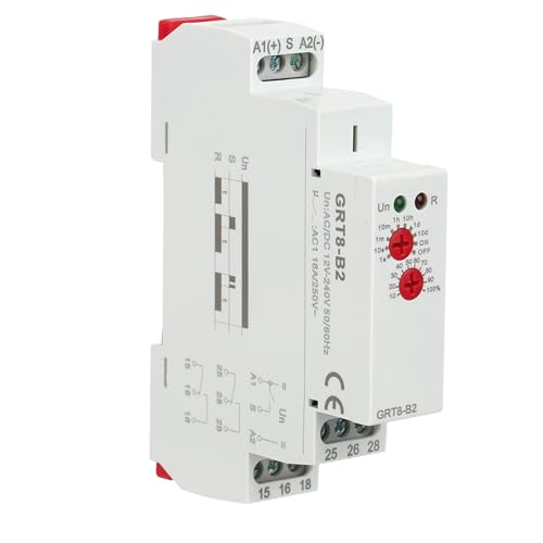 Jadeshay Zeitrelais, Verzögerungsrelais Mini-Einzelfunktions Zeitrelais Steuer DIN Schienen Ausschaltverzögerungs GRT8-B2(AC/DC12V-240V) von Jadeshay