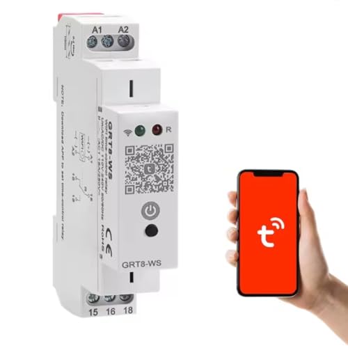 Jadeshay Zeitschaltuhr Hutschiene WIFI, GRT8-WS Wlan Hutschiene Schalter Smart Home Zeitschaltuhr mit App Steuerung Kompatibel mit TUYA, AC/DC110-240V von Jadeshay
