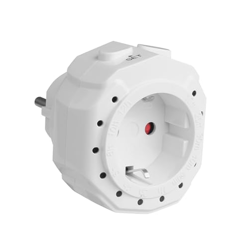 Jadeshay Zeitschaltuhr Steckdose,12 Stunden 12 Zeitbereiche mit 2 Tasten Zeitschaltuhr Steckdose LED Anzeige Countdown Status for Beleuchtung und Haushaltsgeräte AC230V 16A 3680W Weiß TM12 von Jadeshay