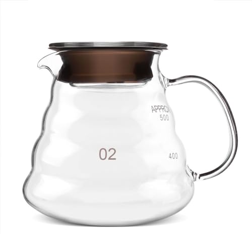 Jadeshay Kaffeekanne Glas, 500 ML Glaskaffeekannen Kaffeekanne Teekanne mit Deckel Hitzebeständiger Kaffee und Tee Tropfkanne Wasserkocher Bar Zubehör von Jadeshay