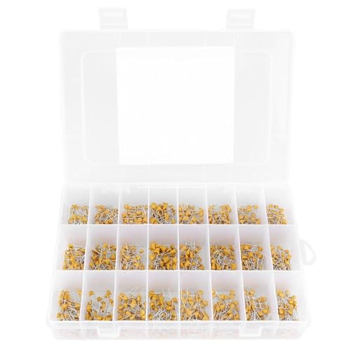 Jadeshay Kondensator Sortiment, 1200pcs 50 V 10 pF-10uF Kondensatoren 24 Werte Monolithischer Keramikkondensator Assorted Kit mit Box Jadeshay Kondensator Sortiment, 1200pcs 50 V 10 pF-10uF Kondensatoren 24 Werte Monolithischer Keramikkondensator Assorted Kit mit Box von Jadeshay