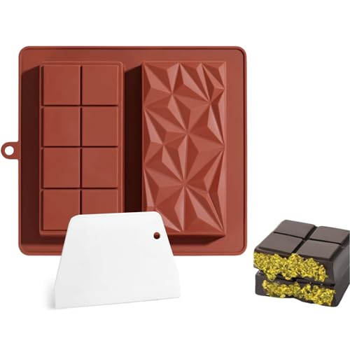 Jadesiegel Schokoladenform Silikon,Diamant Silikonform Schokoladentafel Tiefe Mit 1 Schaber,Schokolade Form für Schokolade Praline Süßigkeiten, Schokoladentafel Silikonform DIY Silikonform Schokolade von Jadesiegel