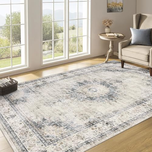 Jadosiler Area Rug 12,7 x 17,8 cm Vintage-Medaillon-Teppich mit Rutschfester Unterseite, waschbarer Niederflor-Überwurf, schmutzabweisend, traditioneller Used-Teppich für Wohnzimmer, Schlafzimmer Jadosiler Area Rug 12,7 x 17,8 cm Vintage-Medaillon-Teppich mit Rutschfester Unterseite, waschbarer Niederflor-Überwurf, schmutzabweisend, traditioneller Used-Teppich für Wohnzimmer, Schlafzimmer von Jadosiler