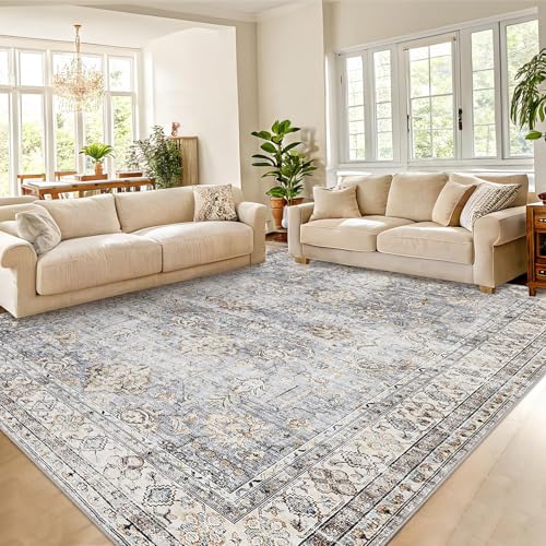 Jadosiler Großer Vintage-Teppich für Wohnzimmer, 25,4 x 33 cm, rutschfest, fusselfrei, waschbar, niedriger Flor, traditioneller Retro-Teppich, Retro-Blumendruck, weiche Matte für Kinderzimmer Jadosiler Großer Vintage-Teppich für Wohnzimmer, 25,4 x 33 cm, rutschfest, fusselfrei, waschbar, niedriger Flor, traditioneller Retro-Teppich, Retro-Blumendruck, weiche Matte für Kinderzimmer von Jadosiler