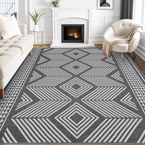 Jadosiler Großflächige Teppiche, modern, geometrisch, Wohnzimmer-Teppiche mit rutschfester Unterseite, schmutzabweisend, niedriger Flor, waschbar, moderner Bodenteppich für Schlafzimmer, Büro, Schwarz Jadosiler Großflächige Teppiche, modern, geometrisch, Wohnzimmer-Teppiche mit rutschfester Unterseite, schmutzabweisend, niedriger Flor, waschbar, moderner Bodenteppich für Schlafzimmer, Büro, Schwarz von Jadosiler