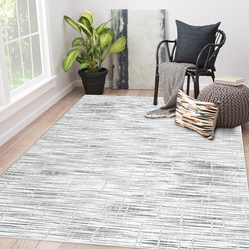 Jadosiler Ultra großer Teppich, modern, abstrakt, Wohnzimmerteppich, Schlafzimmerteppich, weich, waschbar, Bodenteppich, rutschfest, niedriger Flor, Kunstwolle, schmutzabweisend, fusselfrei, Grau Jadosiler Ultra großer Teppich, modern, abstrakt, Wohnzimmerteppich, Schlafzimmerteppich, weich, waschbar, Bodenteppich, rutschfest, niedriger Flor, Kunstwolle, schmutzabweisend, fusselfrei, Grau von Jadosiler