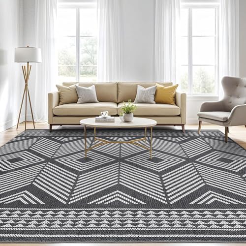 Jadosiler Waschbarer Teppich, groß, modern, geometrisch, Wohnzimmer-Teppiche mit Rutschfester Unterseite, schmutzabweisend, niedriger Flor, zeitgenössischer Bodenteppich für Schlafzimmer, Büro Jadosiler Waschbarer Teppich, groß, modern, geometrisch, Wohnzimmer-Teppiche mit Rutschfester Unterseite, schmutzabweisend, niedriger Flor, zeitgenössischer Bodenteppich für Schlafzimmer, Büro von Jadosiler