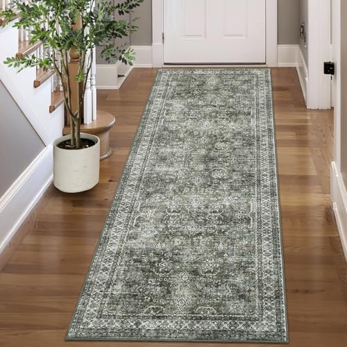 Jadosiler Waschbarer Teppichläufer für Küche, rutschfest, fusselfrei, orientalisches Blumenmuster, Vintage-Stil, langer Teppich, niedriger Flor, Used-Teppich, Retro-bedruckte Matte für Flur Jadosiler Waschbarer Teppichläufer für Küche, rutschfest, fusselfrei, orientalisches Blumenmuster, Vintage-Stil, langer Teppich, niedriger Flor, Used-Teppich, Retro-bedruckte Matte für Flur von Jadosiler