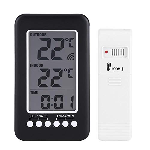 Innen-Außen-Thermometer, Hauptthermometer, LCD Digital Innenaußenthermometer-Taktgeber-Temperatur-Messinstrument-drahtloser Übermittler mit von Jadpes