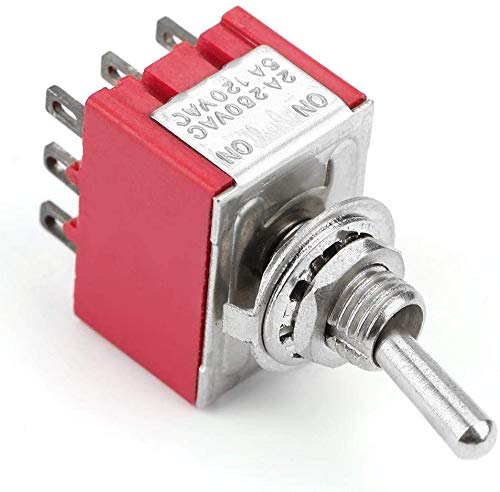 Jadpes Kippschaltermodul mit 2 Positionen, 5 STK. EIN-EIN Kippschalter mit 2 Positionen, 3PDT, 9-polig, 6 mm, 2A/250 VAC, 5A/120 VAC-Schalter, Metallhieb, wasserdichte Abdeckung der Kofferraumkappe von Jadpes