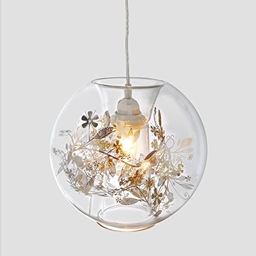 Jadssox Globe Glas Pendelleuchte nordische Hängelampe Inner Metal Flower, Moderne Deckenleuchten kreative Pendelleuchten für Kücheninsel Esszimmer Schlafzimmer Jadssox Globe Glas Pendelleuchte nordische Hängelampe Inner Metal Flower, Moderne Deckenleuchten kreative Pendelleuchten für Kücheninsel Esszimmer Schlafzimmer von Jadssox