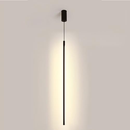 Jadssox Lineare Pendelleuchte, LED-Langrohr-Hängeleuchter, Moderne Schwarze Metall-Deckenleuchte, Schlafzimmer-Nachttisch-Hängelampe, Wohnzimmer, Einzel-Kronleuchter von Jadssox
