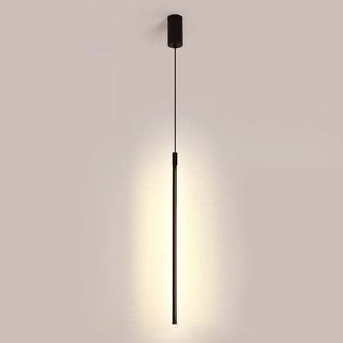 Jadssox Lineare Pendelleuchte, LED-Langrohr-Hängeleuchter, Moderne Schwarze Metall-Deckenleuchte, Schlafzimmer-Nachttisch-Hängelampe, Wohnzimmer, Einzel-Kronleuchter Jadssox Lineare Pendelleuchte, LED-Langrohr-Hängeleuchter, Moderne Schwarze Metall-Deckenleuchte, Schlafzimmer-Nachttisch-Hängelampe, Wohnzimmer, Einzel-Kronleuchter von Jadssox