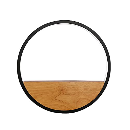 Jadssox Moderne LED-Wandleuchte aus Holz, runder Ring, Wandleuchte, Innenwandleuchte, 18 W, nordische Innenbeleuchtung für Schlafzimmer, Flur, Wohnzimmer, Hotel, 3 Farbmodus, Wandfluter von Jadssox