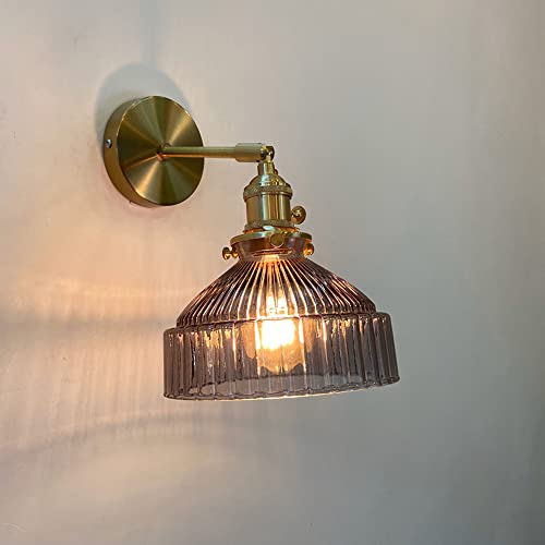 Jadssox Moderne Wandleuchte Muster Glas Wandleuchte Schirm verstellbare Wandleuchte, einzelne Innenwandleuchte in Gold-Finish, nordische Wandleuchten für Wohnzimmer Schlafzimmer von Jadssox