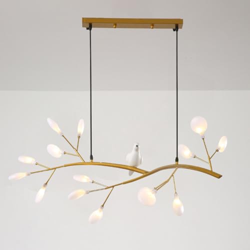Jadssox Nordic Firefly Kronleuchter Kreative Pendelleuchte Baum AST Blatt Hängende Deckenleuchte Kücheninsel Beleuchtungskörper Esszimmer Kronleuchter Mit Harz Vogel Dekoration von Jadssox