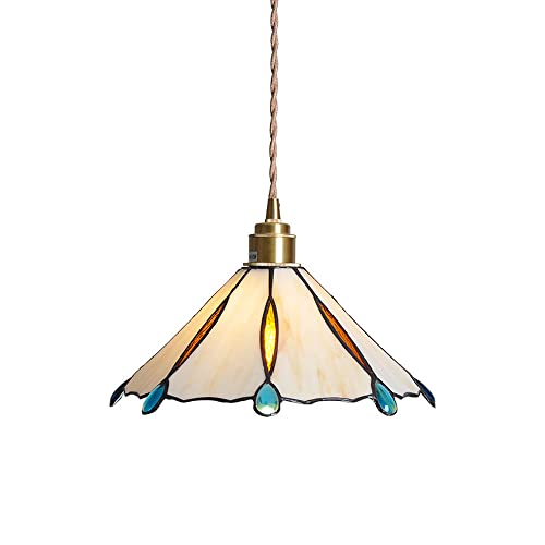 Jadssox Retro-Pendelleuchte Bernsteinglas-Hängedeckenlampe Tiffany-Stil Droplight, Kücheninsel-Hängeleuchte E27 Mini-Kronleuchter für Esszimmer Wohnzimmer Nachttisch von Jadssox