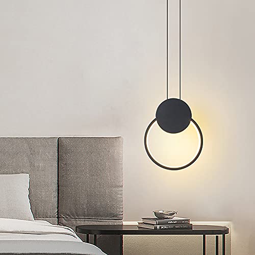 Jadssox Ring-LED-Pendelleuchte, schwarze Hängeleuchte, moderne, minimalistische Hängelampe, geometrisches Design, kreative Metall-Mini-Kronleuchter für Zuhause, Wohnzimmer, Esszimmer von Jadssox