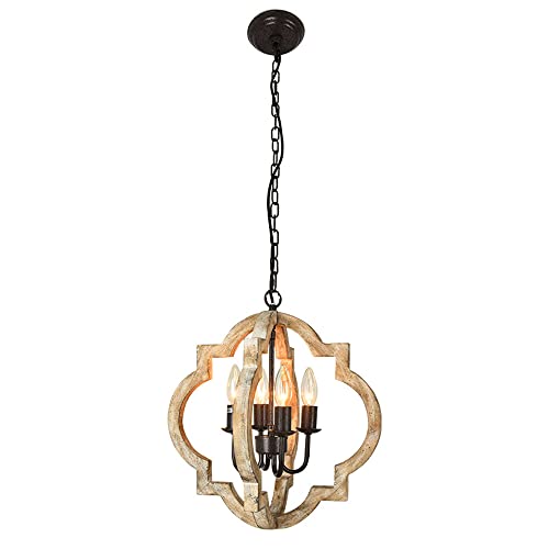 Jadssox Vintage 4-Licht-Kronleuchter, rustikale Holz-Pendelleuchte, Deckenleuchte, Bauernhaus-Hängelampe, industrielle Hängelampen für den Eingangsbereich des Kücheninsel-Esszimmers Jadssox Vintage 4-Licht-Kronleuchter, rustikale Holz-Pendelleuchte, Deckenleuchte, Bauernhaus-Hängelampe, industrielle Hängelampen für den Eingangsbereich des Kücheninsel-Esszimmers von Jadssox