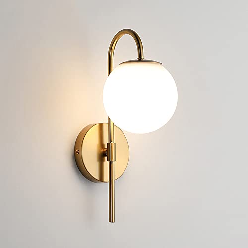 Jadssox Wandleuchte aus Goldglas, Mid-Century-Globus-Wandleuchte, Moderne, einfache Wandleuchte, Wohnzimmer-Hintergrund-Wandleuchte, G9-Fassung von Jadssox