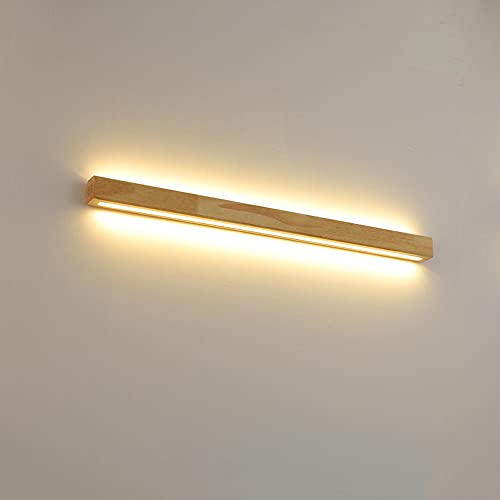 Jadssox nordische LED-Wandleuchte aus Holz Wandleuchte Lineare Wandleuchte, minimalistische Langstreifen-Waschtisch-Wandleuchte für Wohnzimmer Schlafzimmer Flur Wandfluter aus Holz von Jadssox