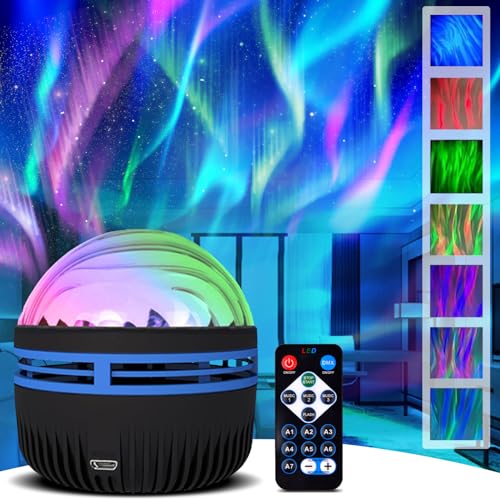 Sternenhimmel Projektor, Ocean Lamp, Nachtlicht Sternenhimmel Ozean Lampe, Polarlicht Lampe, LED Nordlicht Projektor mit Fernbedienung & 7 Lichteffekten füR Schlafzimmer Dekoration.[Energieklasse A] von Jadyon