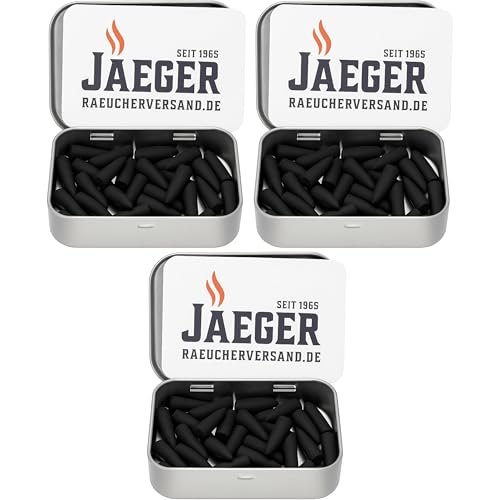 Jaeger Räuchereiprodukte | Kaltrauch-Anzünder 3X 30 Stück | reines Naturprodukt | für Sparbrand und Räuchermehl | ohne Zusatzstoffe | einfache Anwendung | Made in Germany | Metallbox wiederverwendbar Jaeger Räuchereiprodukte | Kaltrauch-Anzünder 3X 30 Stück | reines Naturprodukt | für Sparbrand und Räuchermehl | ohne Zusatzstoffe | einfache Anwendung | Made in Germany | Metallbox wiederverwendbar von Jaeger Räuchereiprodukte
