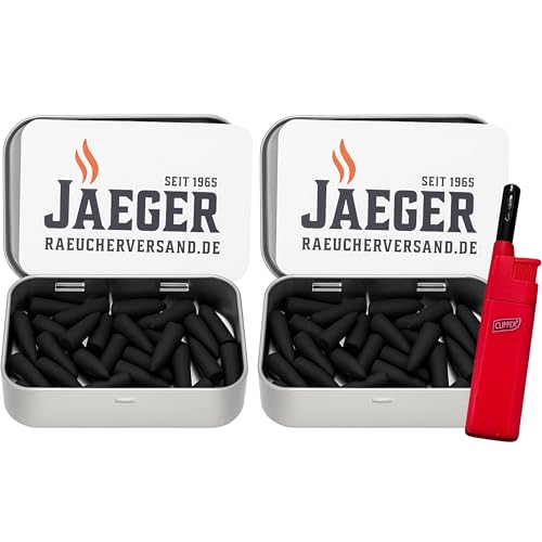 Jaeger Räuchereiprodukte | Kaltrauch-Anzünder Set 60 Stück + Mini-Lötbrenner | Naturprodukt ohne Zusatzstoffe | für Sparbrand & Räuchermehl | einfache Anwendung | inkl. Metallbox | Made in Germany Jaeger Räuchereiprodukte | Kaltrauch-Anzünder Set 60 Stück + Mini-Lötbrenner | Naturprodukt ohne Zusatzstoffe | für Sparbrand & Räuchermehl | einfache Anwendung | inkl. Metallbox | Made in Germany von Jaeger Räuchereiprodukte