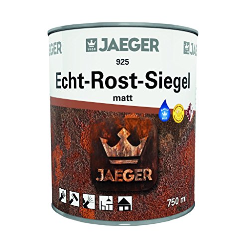 Jaeger Echt-Rost-Siegel, farblose Acryl-Versiegelung 750 ml für innen und außen, matte Oberfläche, für Holz, Metall, Kunststoff und lackierte Oberflächen, Wandlack von Jaeger