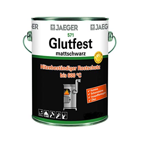 Jaeger Glutfest 571 mattschwarz 0,75l Einbrennlack Hitzefester Lack schwarz matt von Jaeger