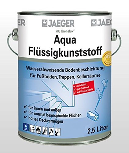 Jaeger Kronalux Aqua-Flüssigkunststoff, Bodenbeschichtung auf Wasserbasis (2,5 Liter, kieselgrau (7032)) von Jaeger