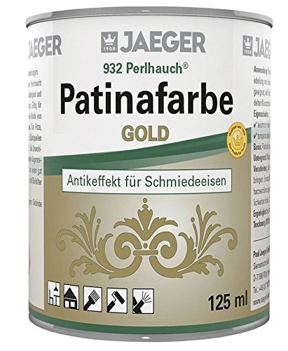 Perlhauch Patinafarbe zum Patinieren von Kunstschmiedearbeiten 125 ml (gold) von Jaeger