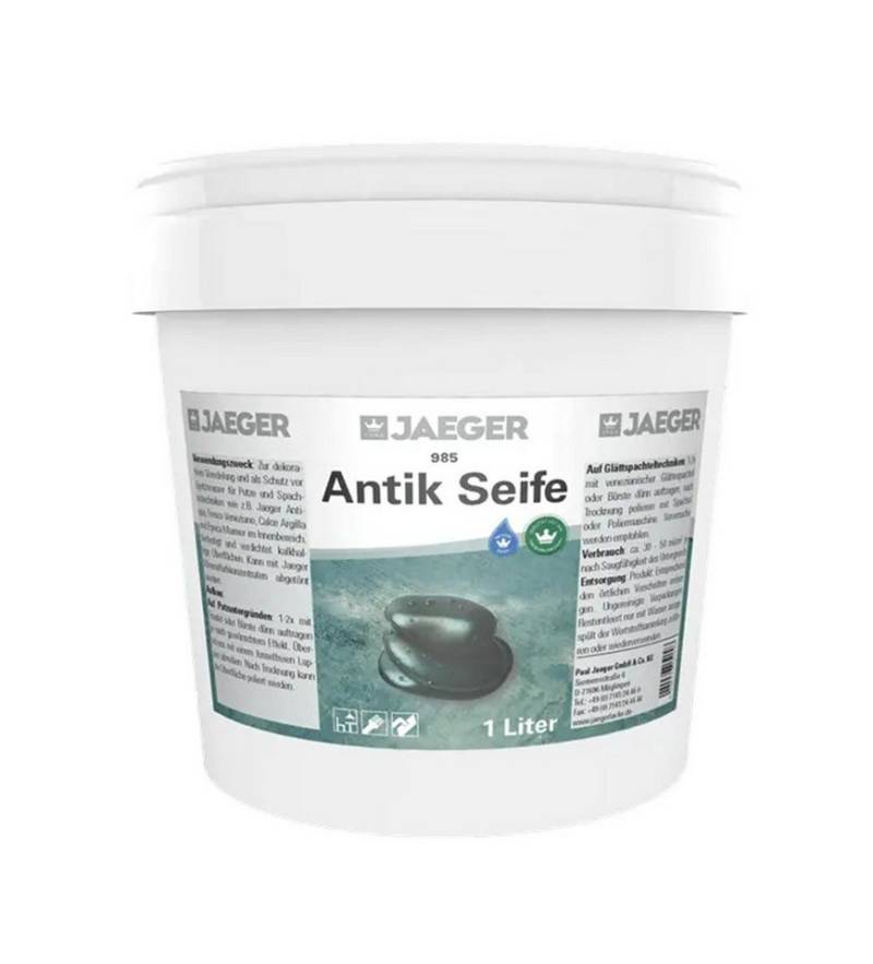 Jaegerlacke Effekt-Zusatz Antik-Seife 985 farblose Wachseife zur Wandveredelung, aus gebleichtem Bienenwachs, frei von Ölen Jaegerlacke Effekt-Zusatz Antik-Seife 985 farblose Wachseife zur Wandveredelung, aus gebleichtem Bienenwachs, frei von Ölen von Jaegerlacke