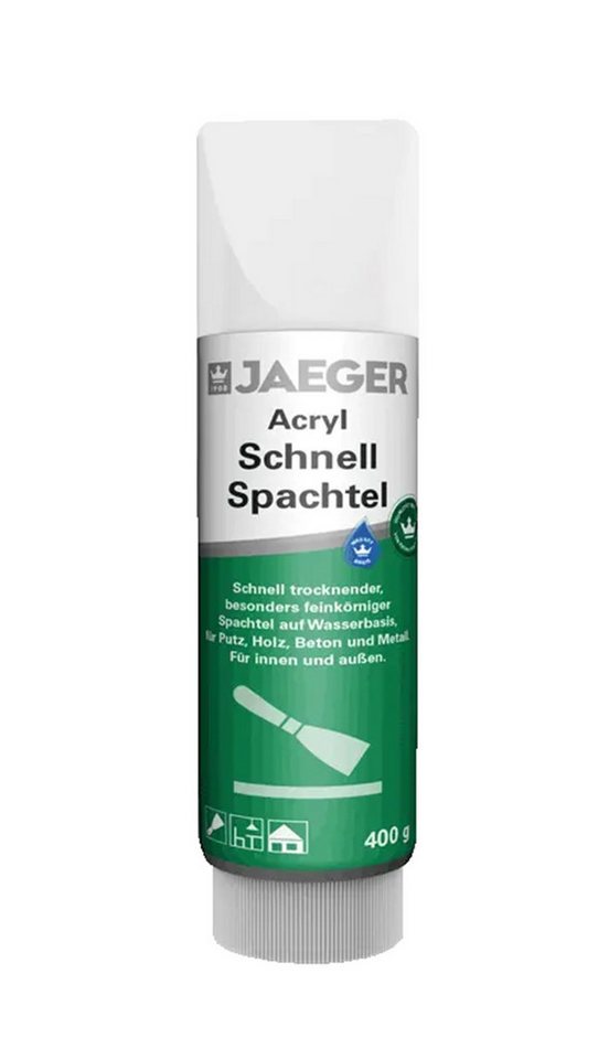 Jaegerlacke Fertigspachtel Acryl Schnell Spachtel 421 auf Wasserbasis, Acrylspachtel, 400 g Tube, gebrauchsfertig, besonders feinkörnig, schnell trocknend von Jaegerlacke