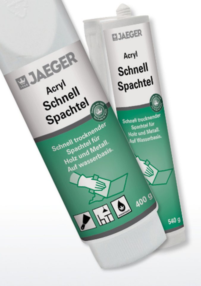 Jaegerlacke Fertigspachtel Acryl Schnell Spachtel 421 auf Wasserbasis, Acrylspachtel, 540 g Kartusche, gebrauchsfertig, besonders feinkörnig, schnell trocknend Jaegerlacke Fertigspachtel Acryl Schnell Spachtel 421 auf Wasserbasis, Acrylspachtel, 540 g Kartusche, gebrauchsfertig, besonders feinkörnig, schnell trocknend von Jaegerlacke