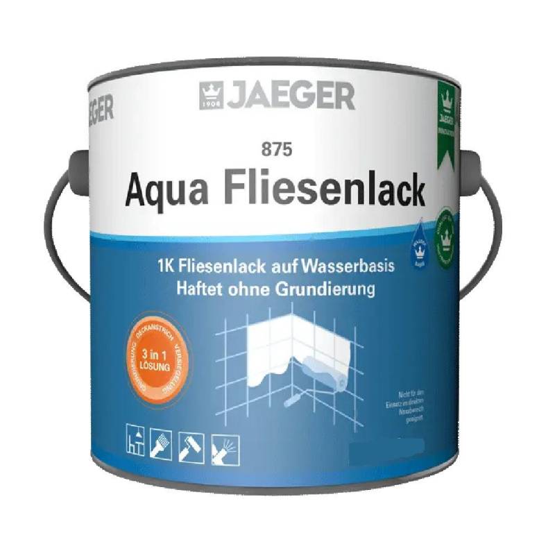 Jaegerlacke Fliesenlack 875 Aqua 1K-Fliesenlack 3in1 für Wandfliesen 750 ml, seidenmatt von Jaegerlacke