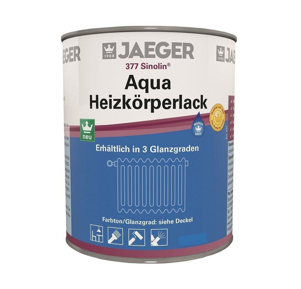 Jaegerlacke Heizkörperlack 377 Sinolin Aqua Heizkörperlack 750 ml weiss, geruchsmild Jaegerlacke Heizkörperlack 377 Sinolin Aqua Heizkörperlack 750 ml weiss, geruchsmild von Jaegerlacke