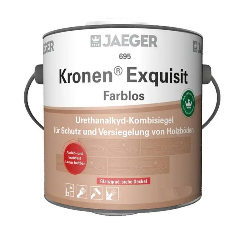 Jaegerlacke Holzlack Kronen Exquisit 695 PU-Kombisiegel für alle Holzarten innen, farblos, Schutz und Veredelung von Jaegerlacke