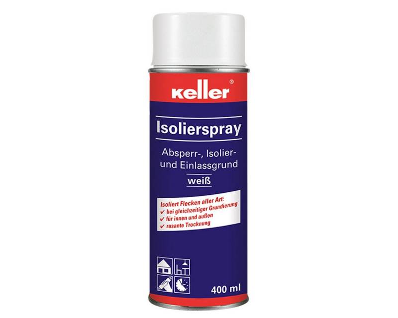 Jaegerlacke Isoliergrundierung Keller® Isolierspray 584 Isolier- und Absperrgrund Spray, weiß, 400 ml, schnell trocknend, isoliert Flecken aller Art von Jaegerlacke