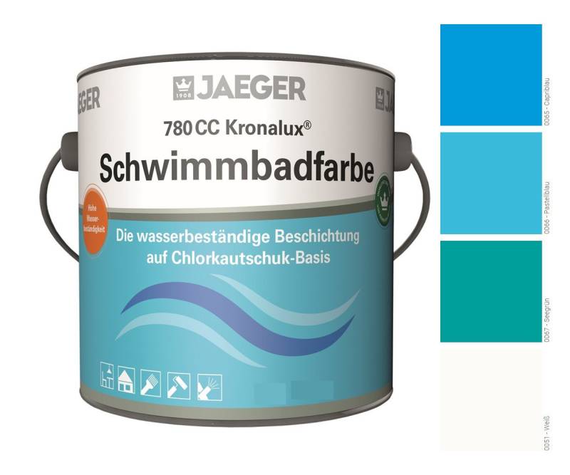 Jaegerlacke Lack Kronalux Schwimmbadfarbe 780cc Poolfarbe Schwimmbeckenfarbe, für mineralische Untergründe, geeignet für Fischbecken von Jaegerlacke