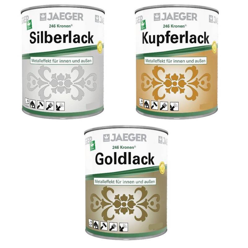 Jaegerlacke Metallglanzfarbe Metallic-Lack 246, glänzende Lackfarbe in Gold, Silber und Kupfer von Jaegerlacke