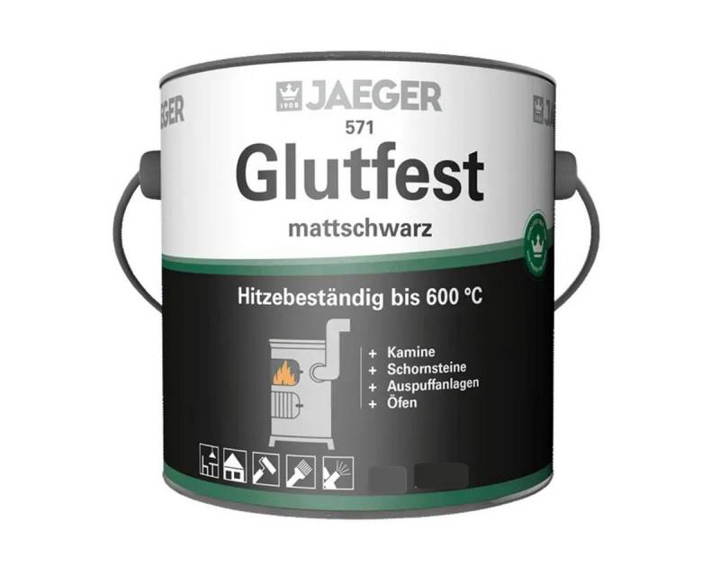 Jaegerlacke Metallschutzlack Hitzelack Glutfest 571 für Metalloberflächen, mattschwarz, hitzebeständig bis 600°C Rotglut von Jaegerlacke