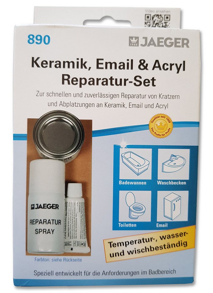 Jaegerlacke Reparatur-Set Reparaturset 890 für Keramik, Emaille und Acryl, speziell für den Sanitärbereich von Jaegerlacke