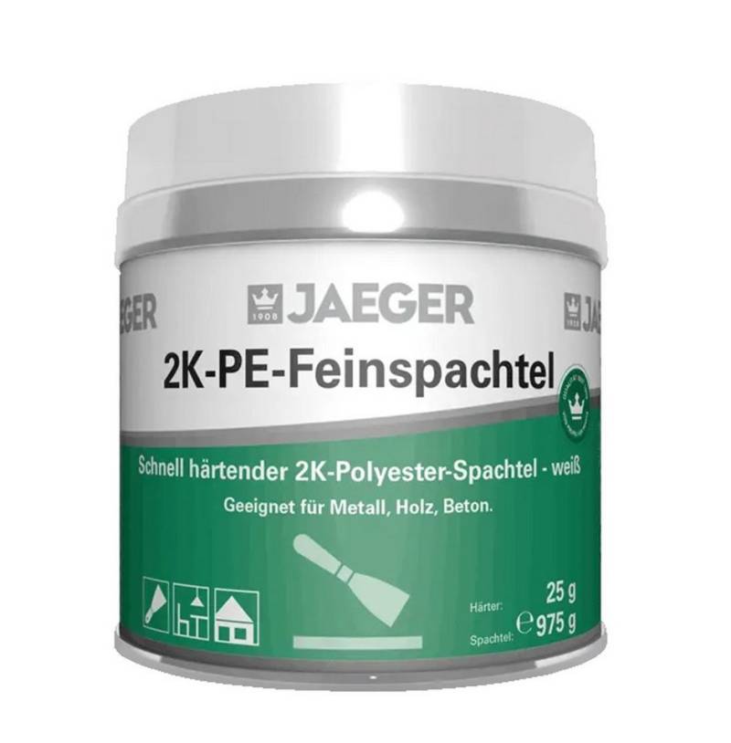 Jaegerlacke Reparaturmasse 2K- Polyester Feinspachtel 419 Spachtelmasse weiß, Polyesterspachtel, schnelle Trocknung von Jaegerlacke