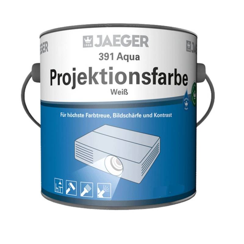 Jaegerlacke Wandfarbe Aqua Projektionsfarbe 391 Leinwandfarbe für Beamer reinweiss, wasserverdünnbar von Jaegerlacke